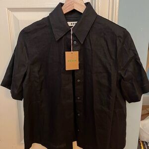NWT 100% linen black shirt
